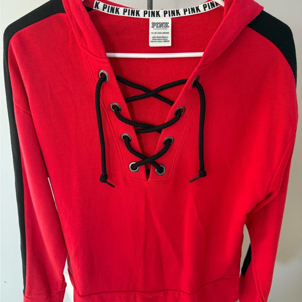 Victoria's Secret PINK Vibrant Red Top with Black Trim